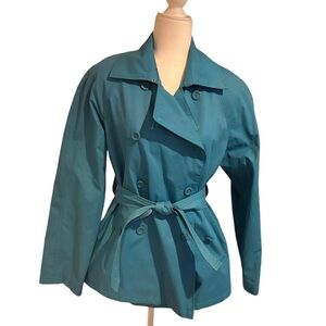 Turquoise double breasted trench coat size L
